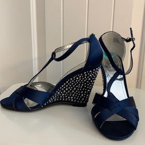 Navy blue studded heels